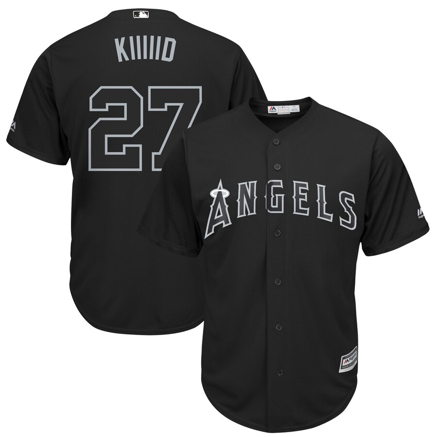 Men Los Angeles Angels #27 Kiiiiid black MLB Jerseys
